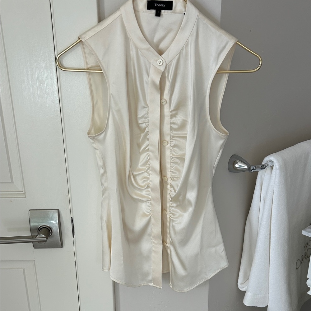 Theory Women's Ivory Button-Down Blouse